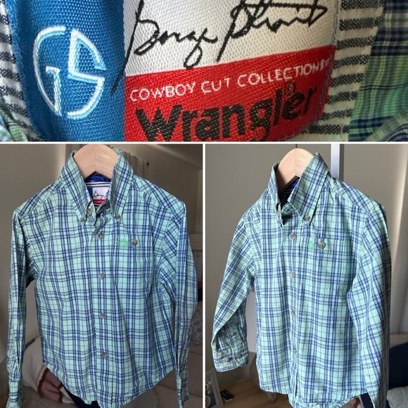 Wrangler George Strait Boy’s Plaid L/S Button Up Shirt Size XS - Picture 1 of 9